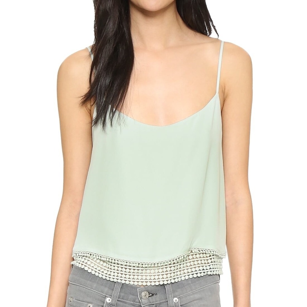 Rebecca Minkoff Women's Equinox Silk Sleeveless Slip Cami Top-Moss Green-Sze XXS